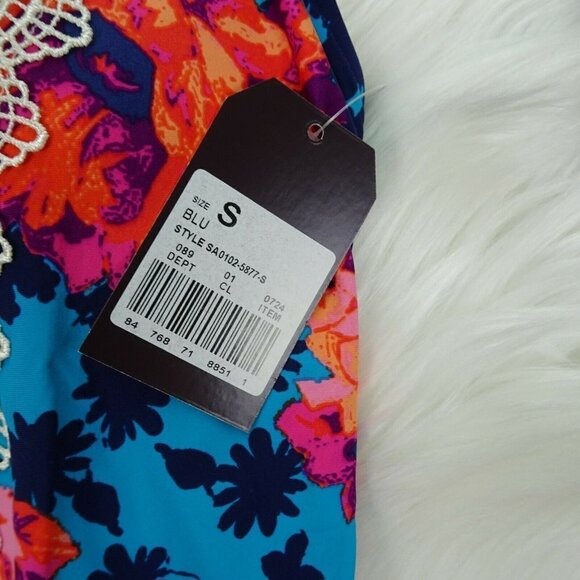 NWT Sea Angel Tankini Top Swimsuit Lace Trim Floral V-Neck NWT S - Picture 7 of 10